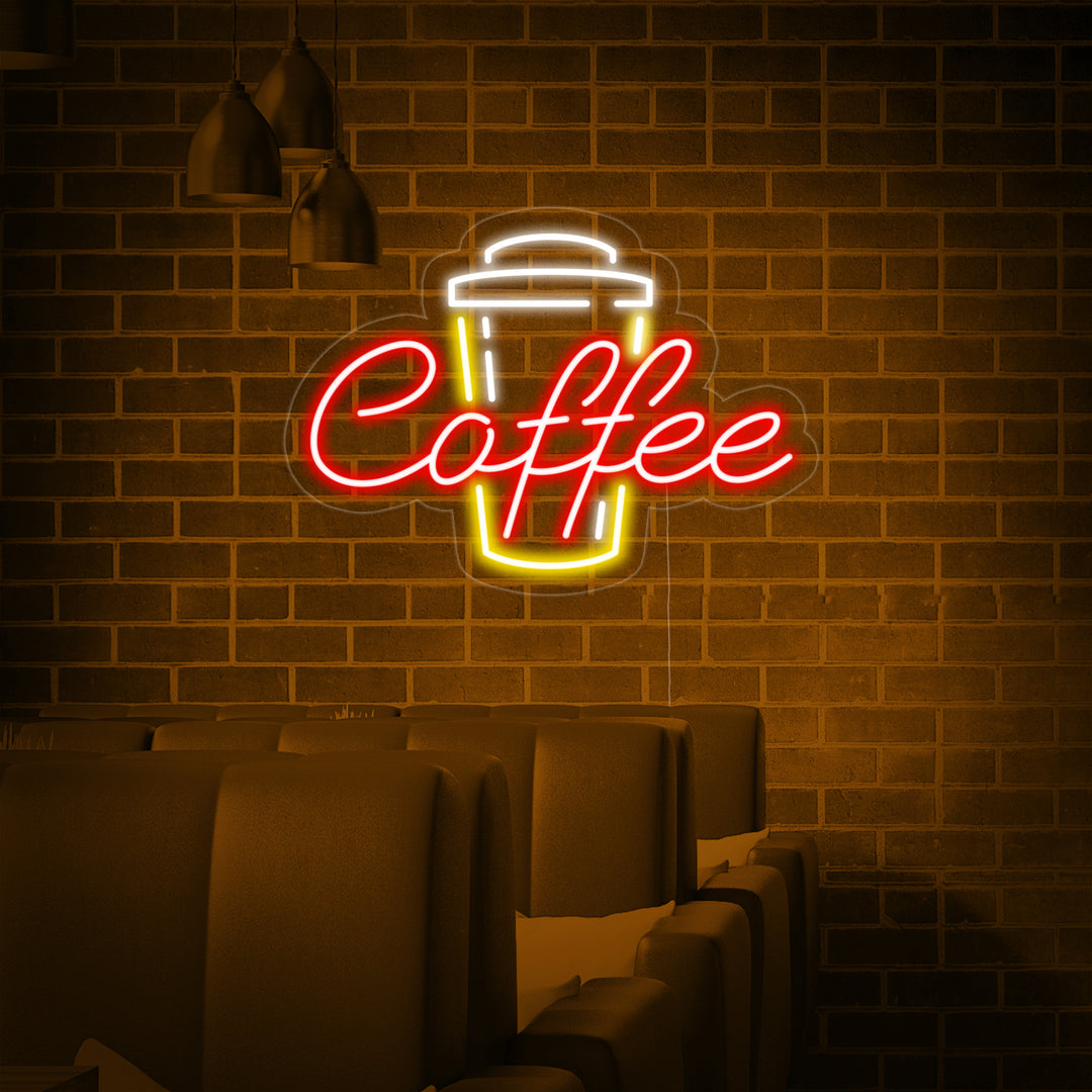 "Coffee, kaffekopp" Neonskilt