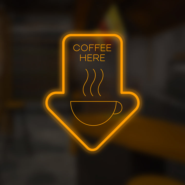 "Kafé Coffee Here" Miniatyr Neon Skilt