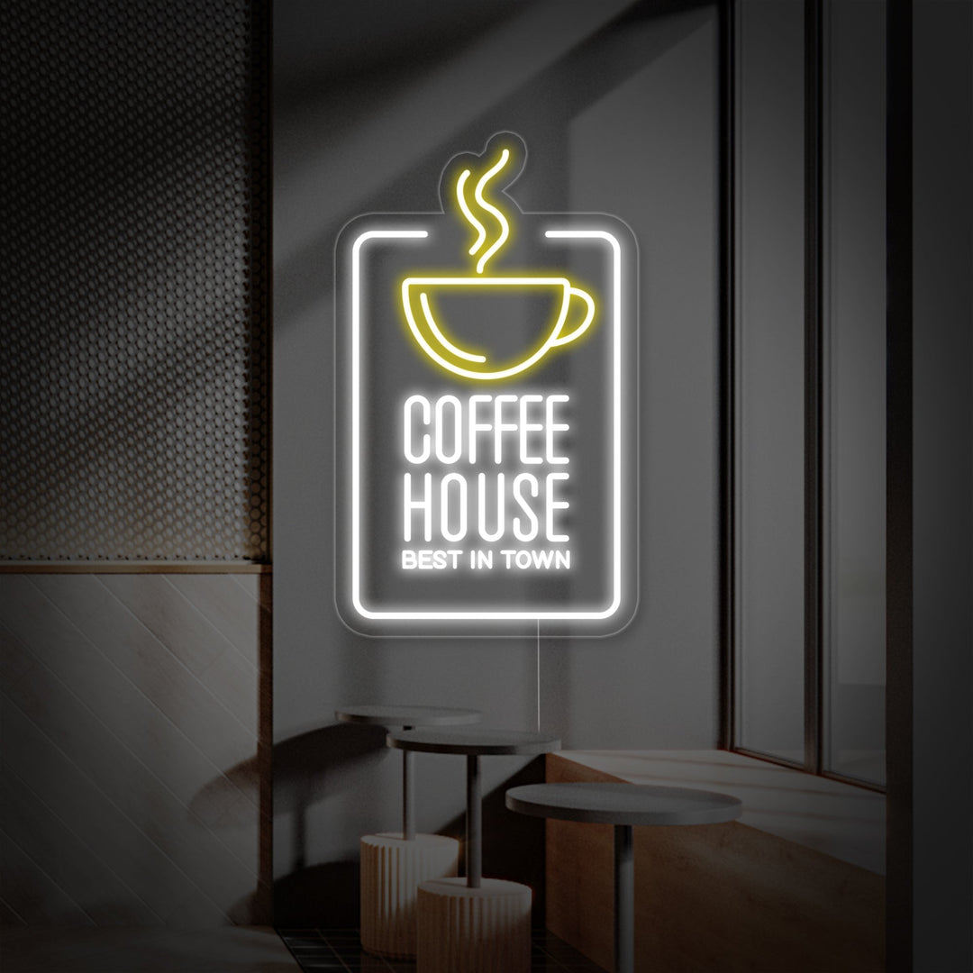 "Coffee House Best In Town" Neonskilt