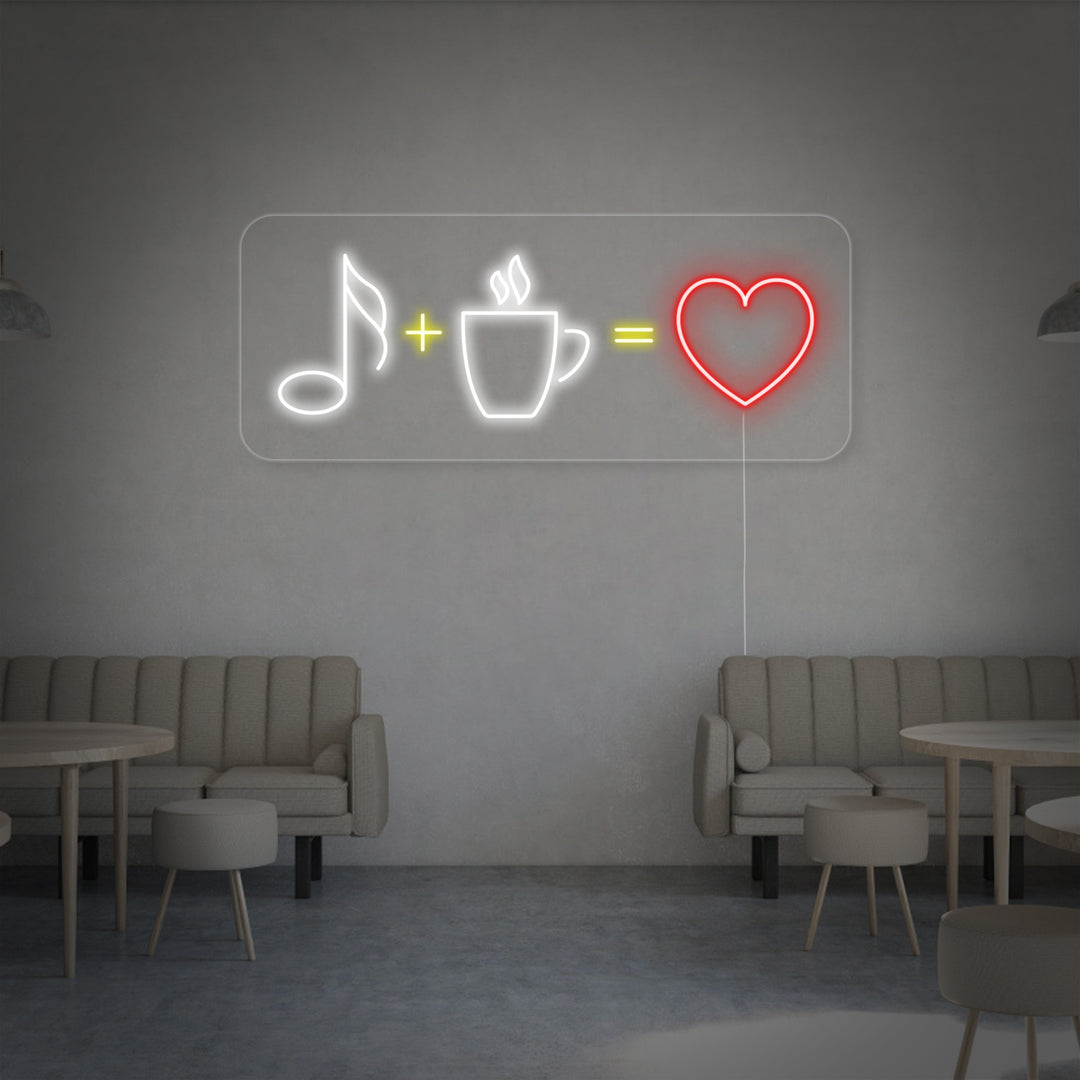 "Kaffe Musikk Kjærlighet" Neonskilt