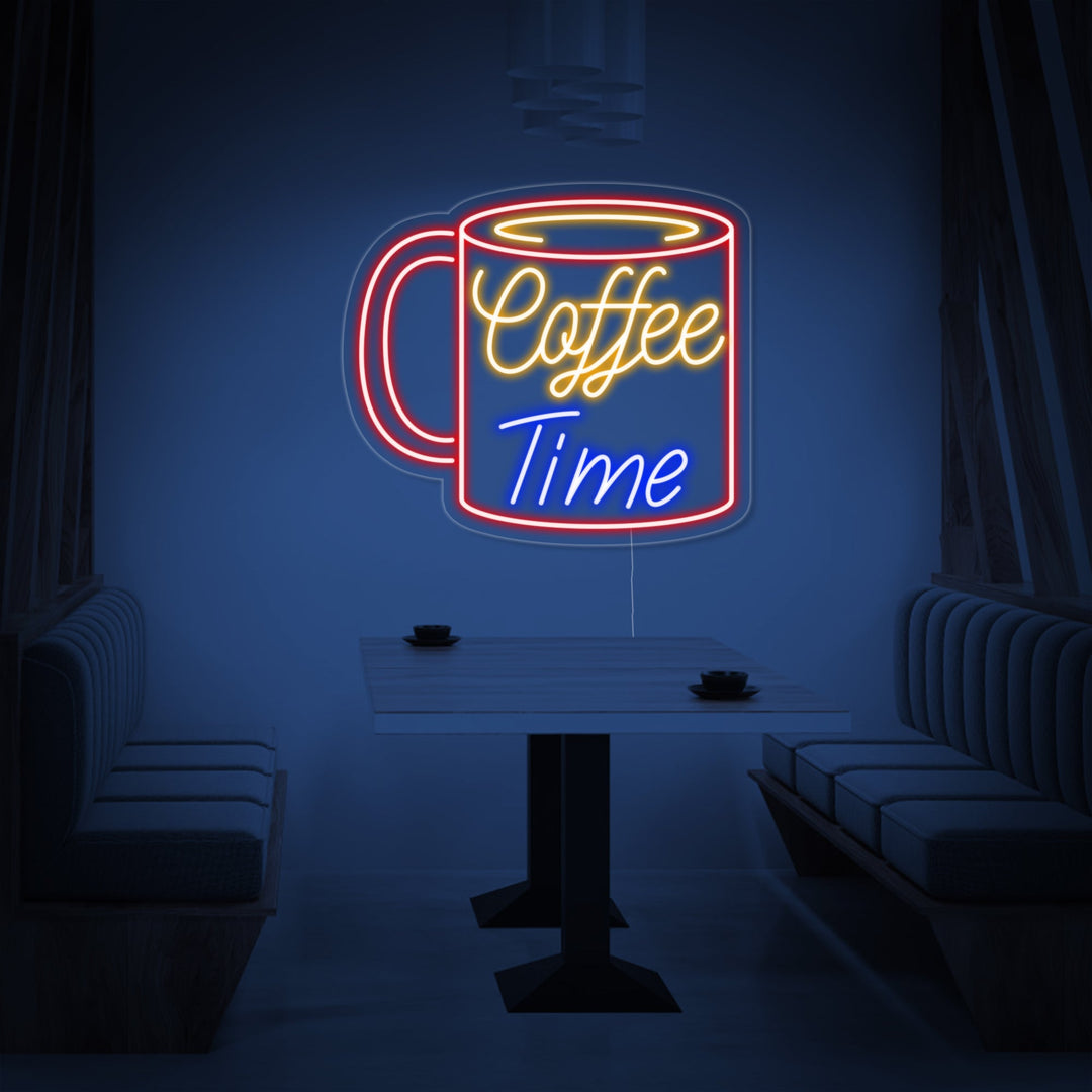 "Kopp, Coffee Time" Neonskilt