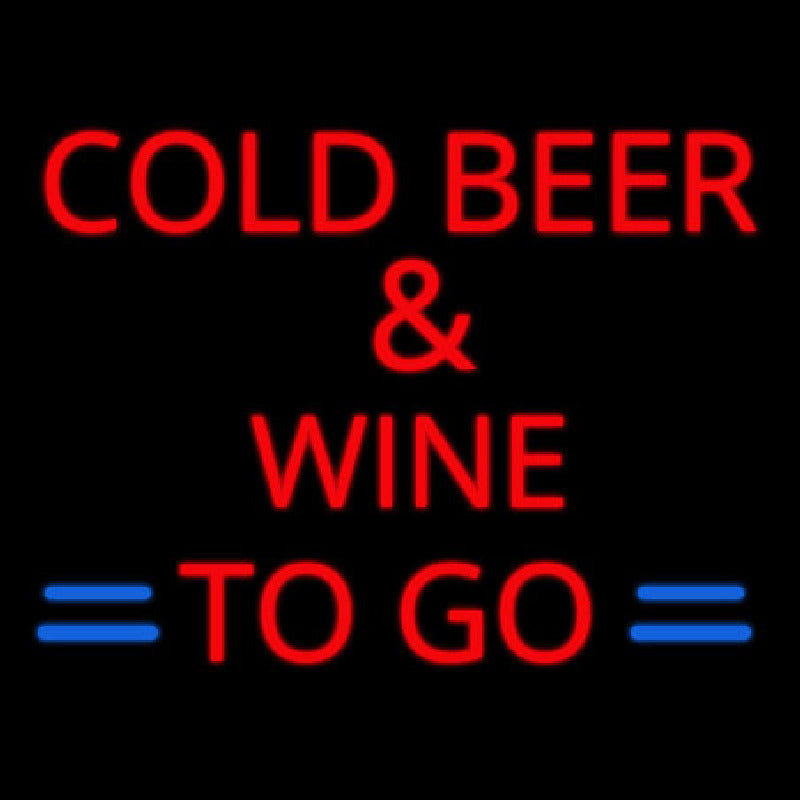 "Cold Beer And Wine To Go" Neonskilt