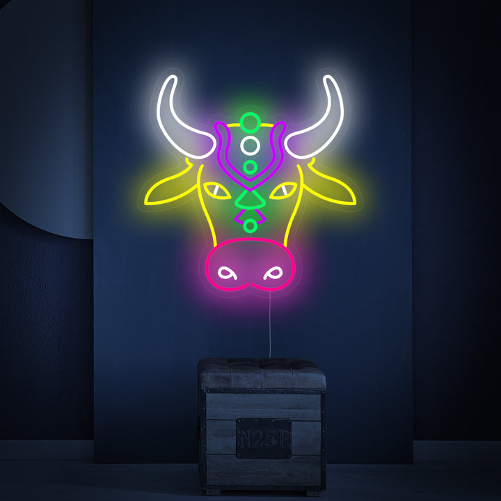 "Fargerik Okse" Neonskilt