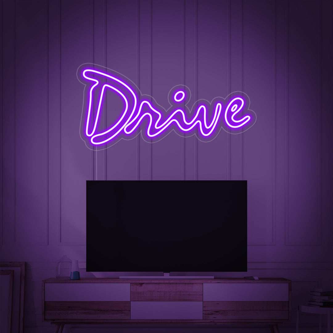 "Drive, Fjernsyn" Neonskilt