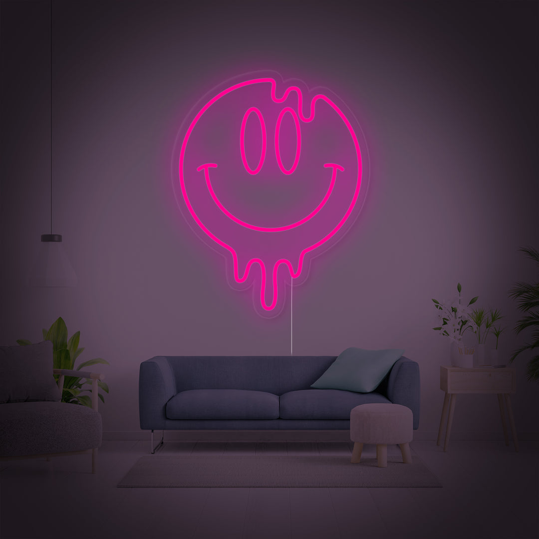 "Smilefjes-Emoji Som Drypper" Neonskilt