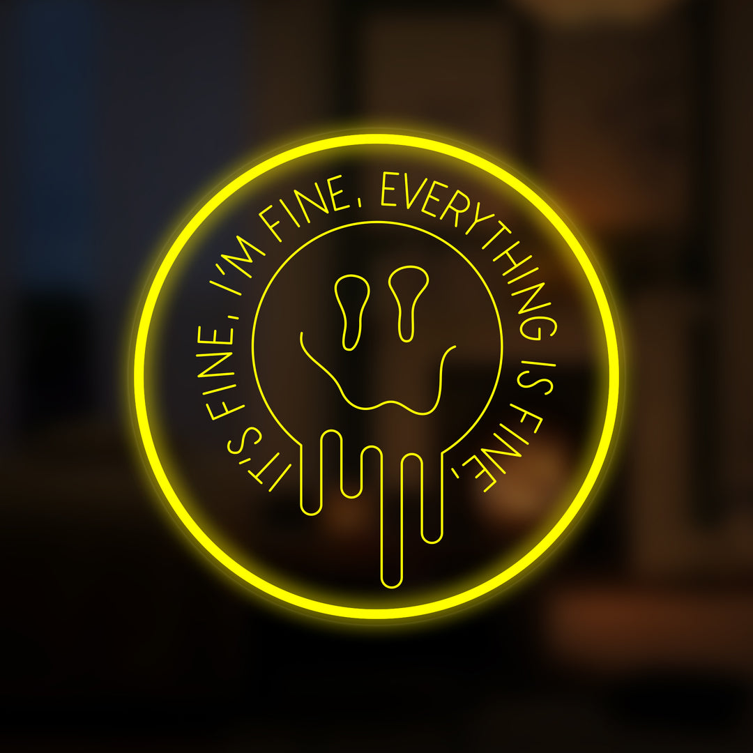 "Everything Is Fine Its Fine I'm Fine" Miniatyr Neon Skilt