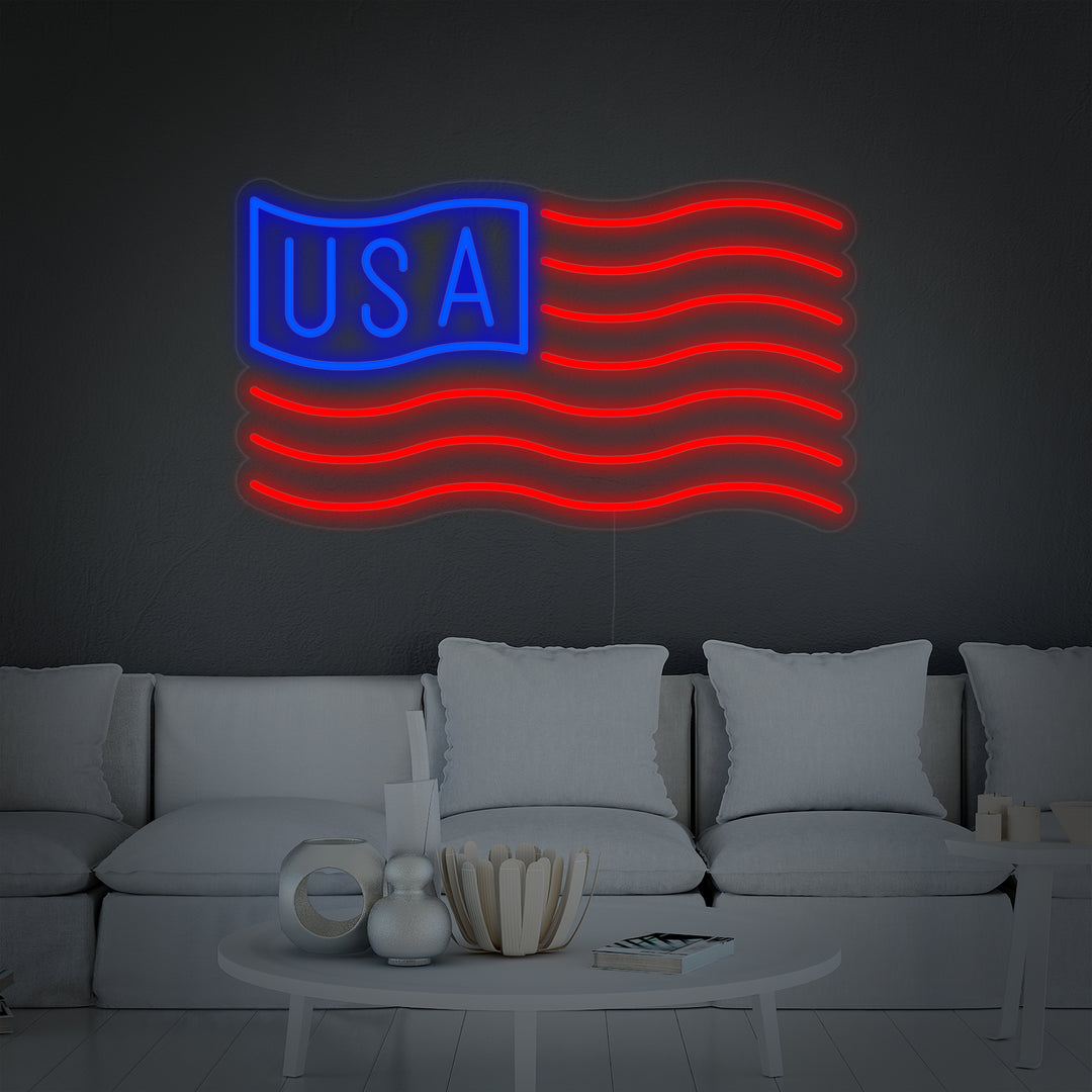 "Det Amerikanske Flagget" Neonskilt