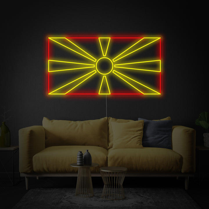 "Nord-Makedonias Flagg" Neonskilt