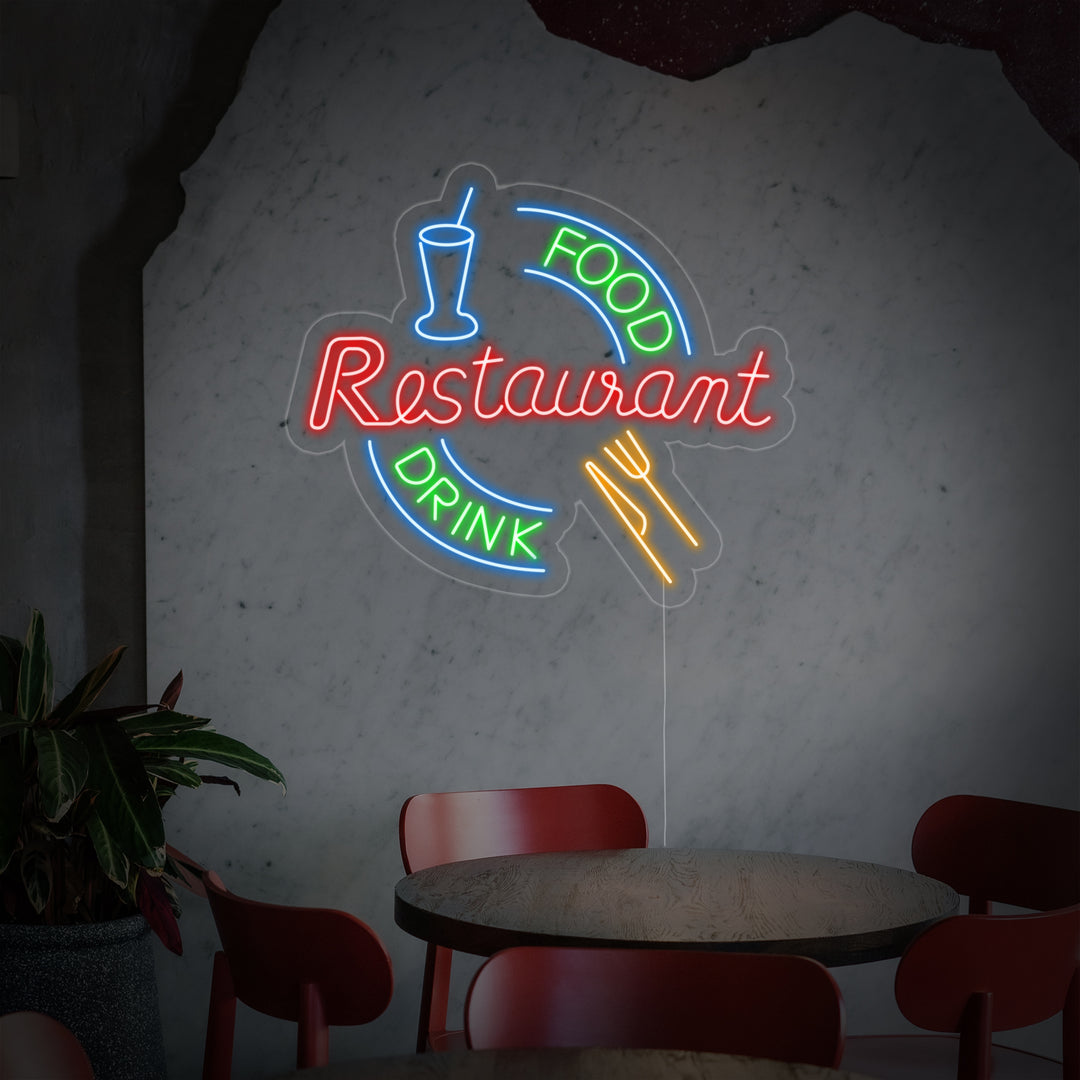 "Food And Drink Restaurant" Neonskilt