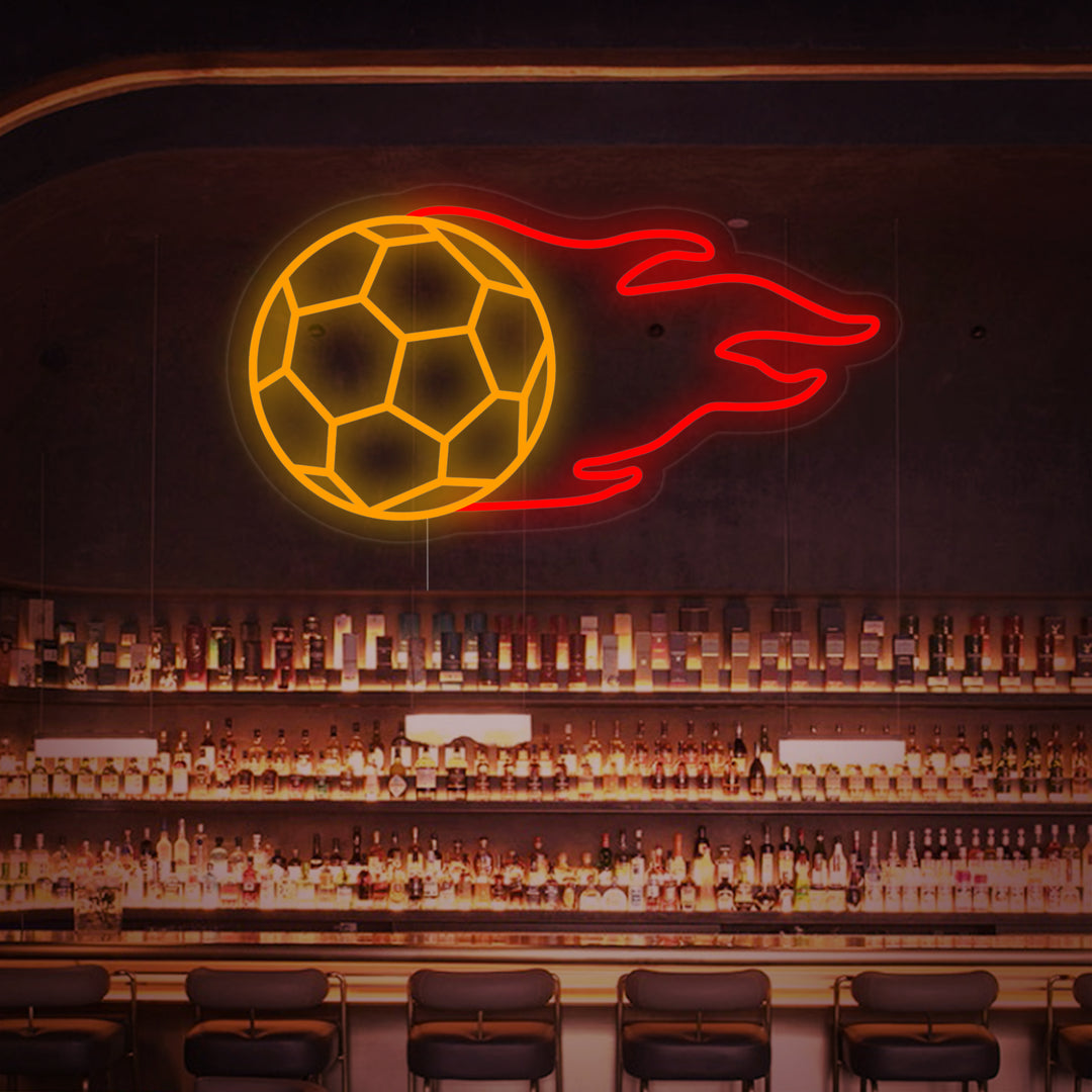 "Fotball Med Flamme" Neonskilt