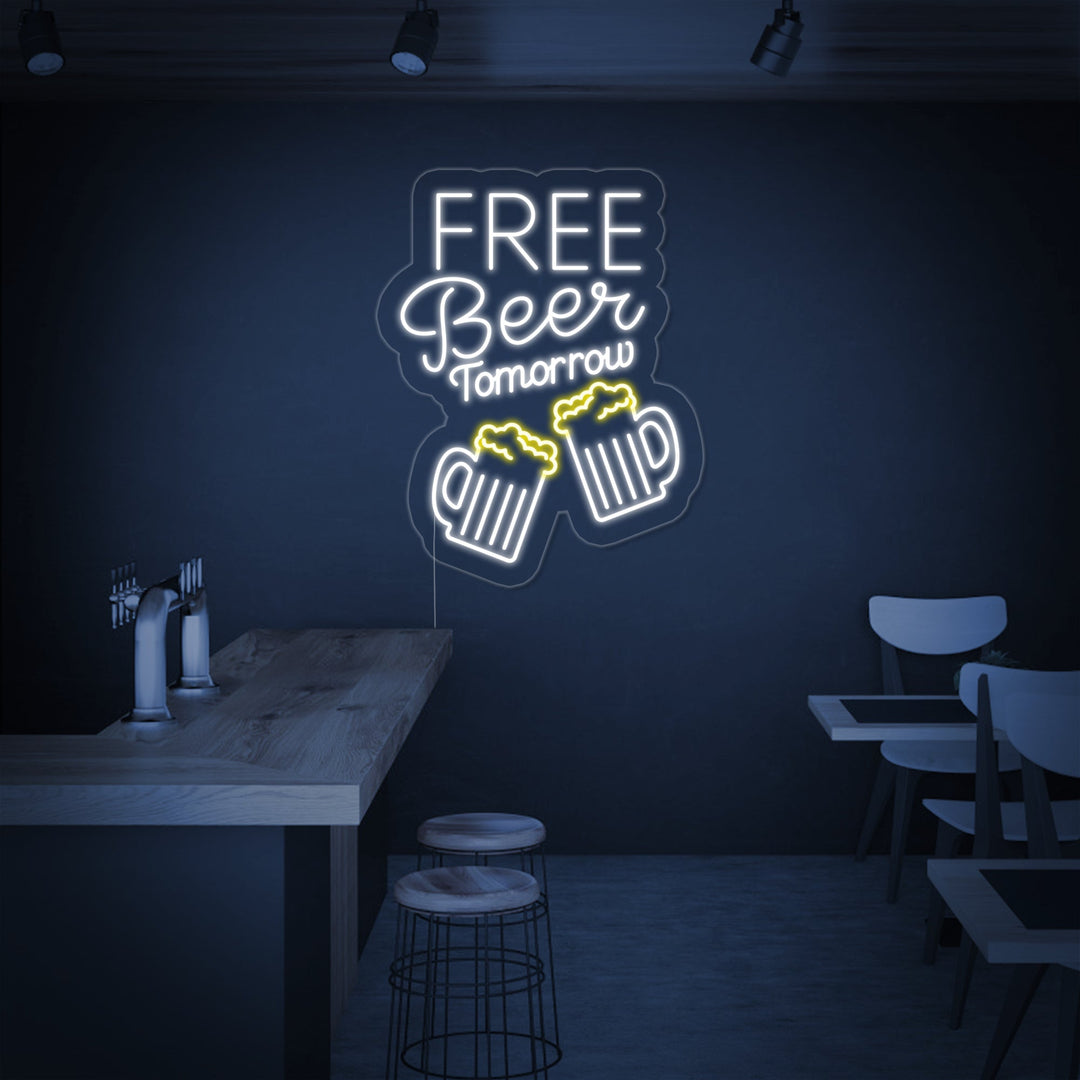 "Free Beer Tomorrow Bar" Neonskilt