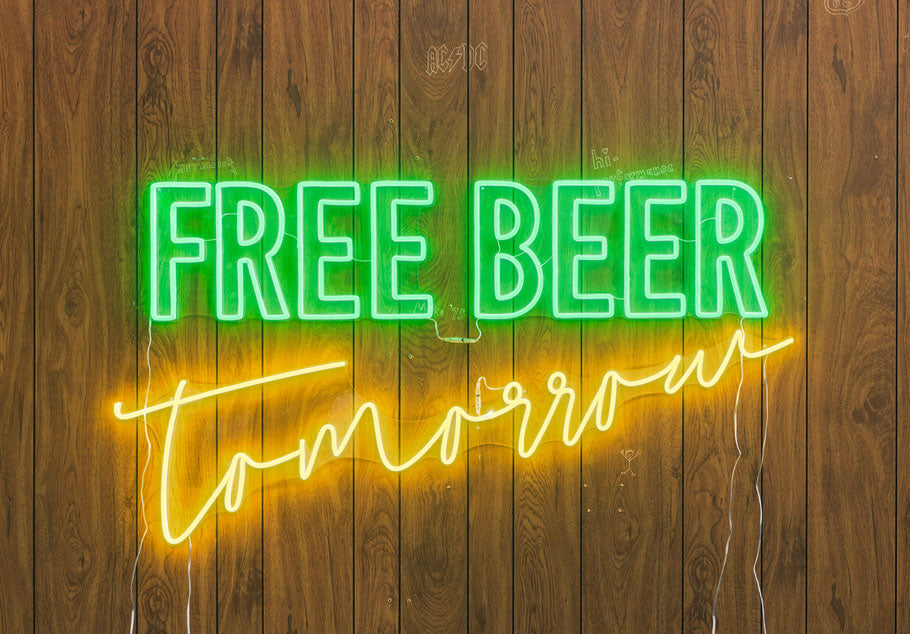 "Free Beer Tomorrow" Neonskilt