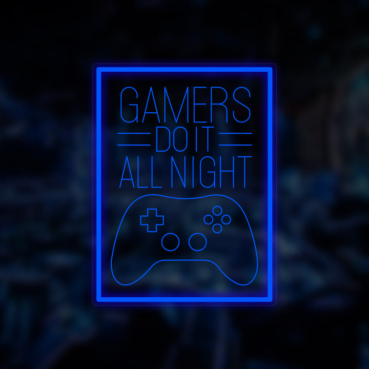 "Gamers Do It All Night" Miniatyr Neon Skilt