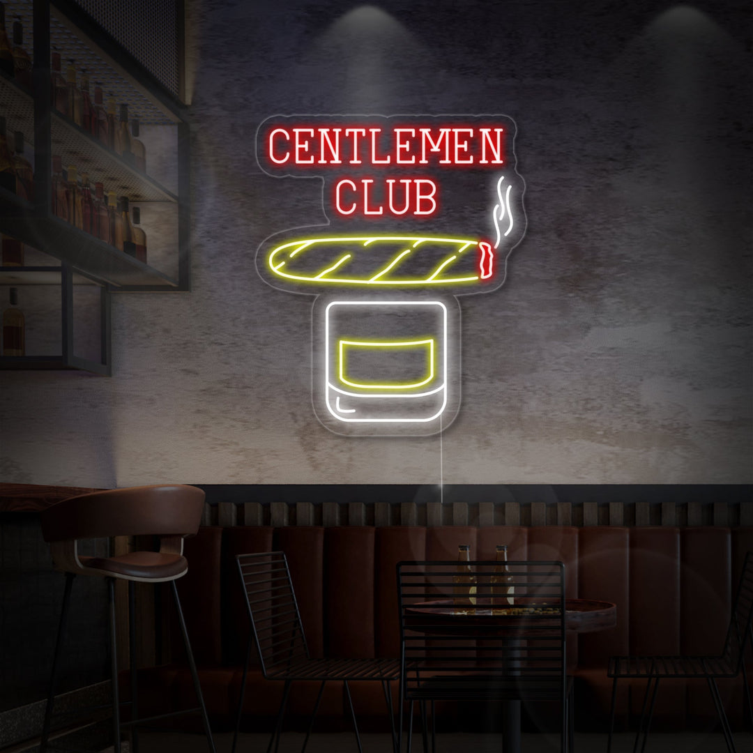 "Gentlemen Club Whisky Sigar" Neonskilt