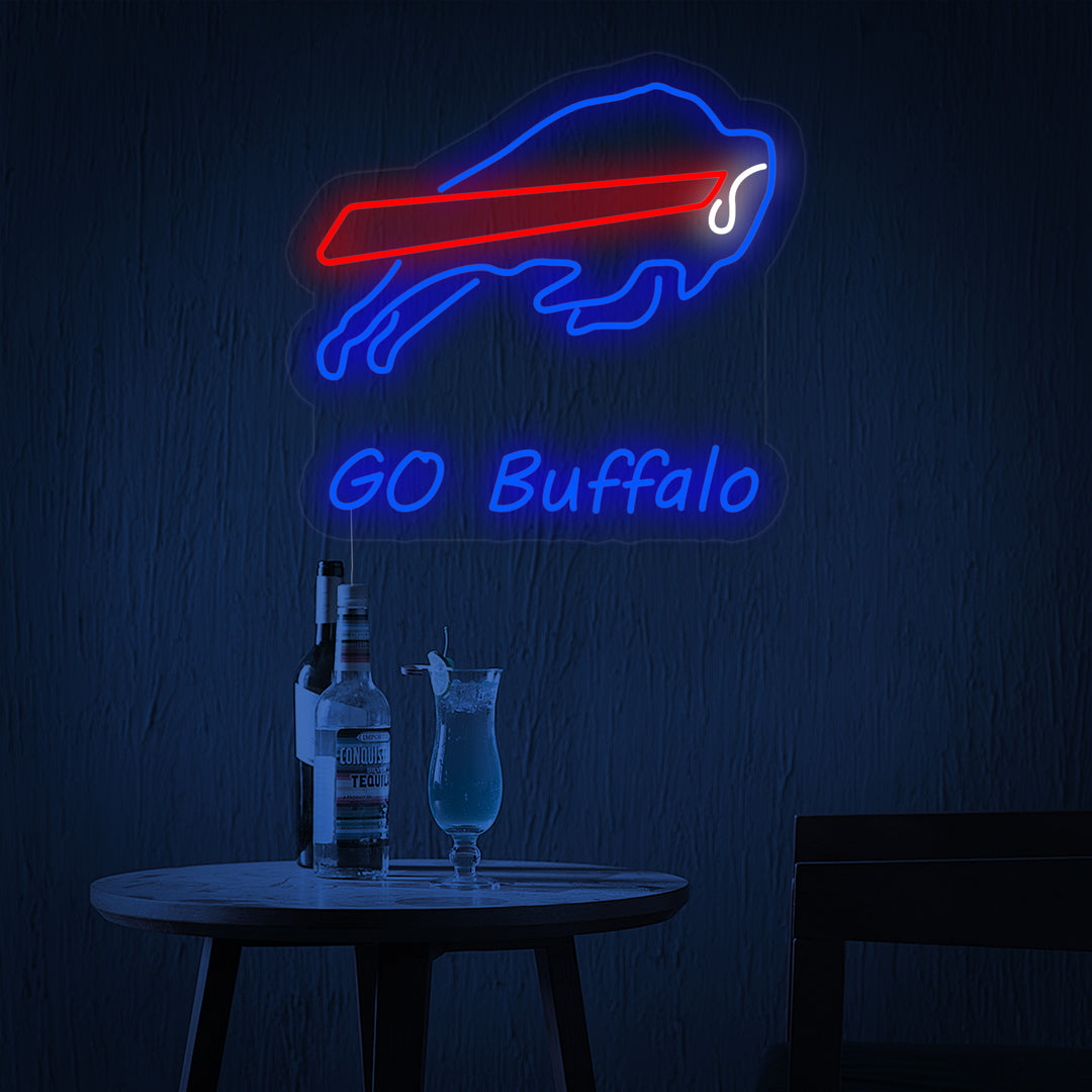"Go Buffalo, Okse" Neonskilt