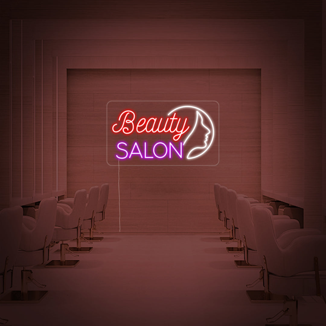 "Beauty Salon, Jenteansikt" Neonskilt