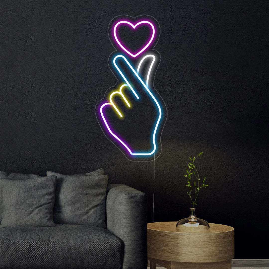"Hånd Hjerte" Neonskilt