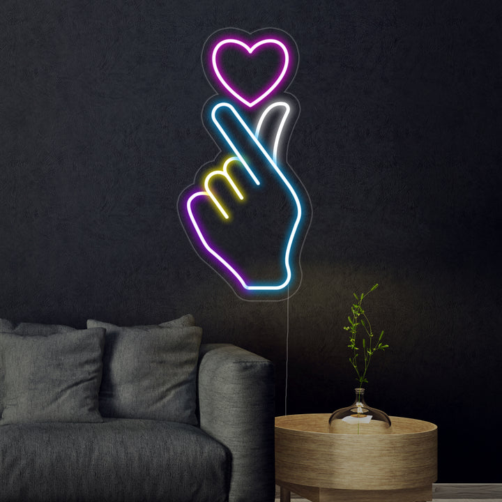 "Hånd Hjerte" Neonskilt