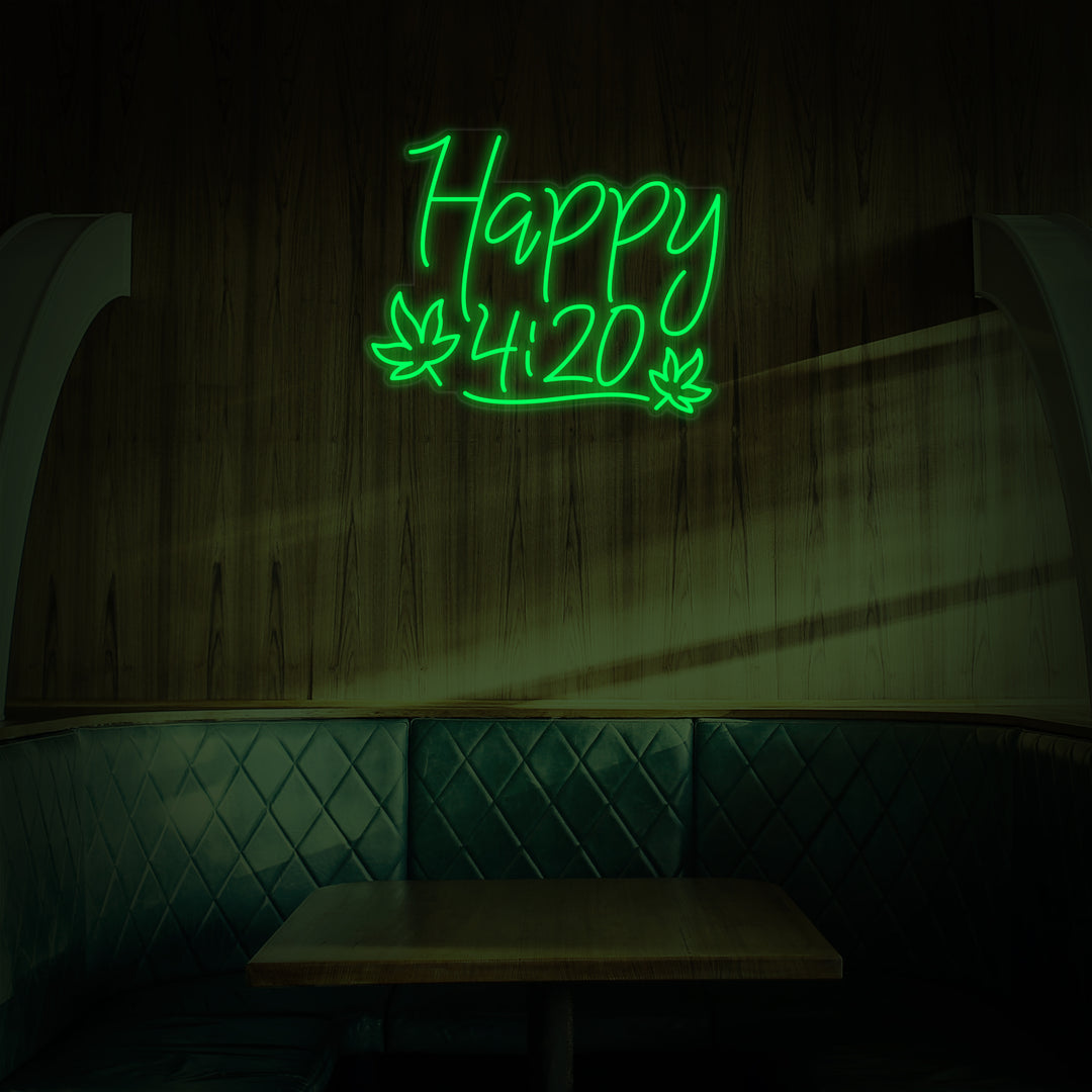 "Happy 420 Marihuana" Neonskilt