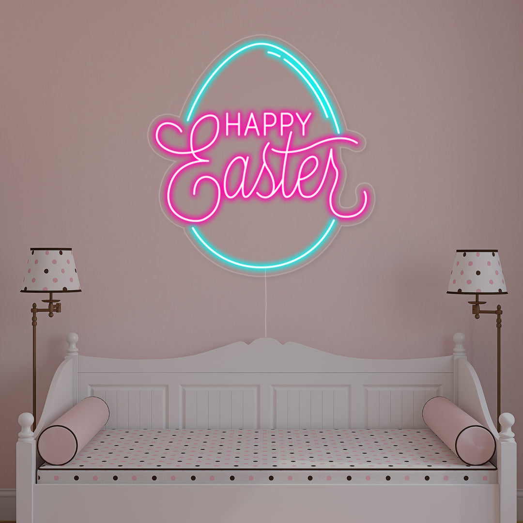 "Egg, Happy Easter" Neonskilt