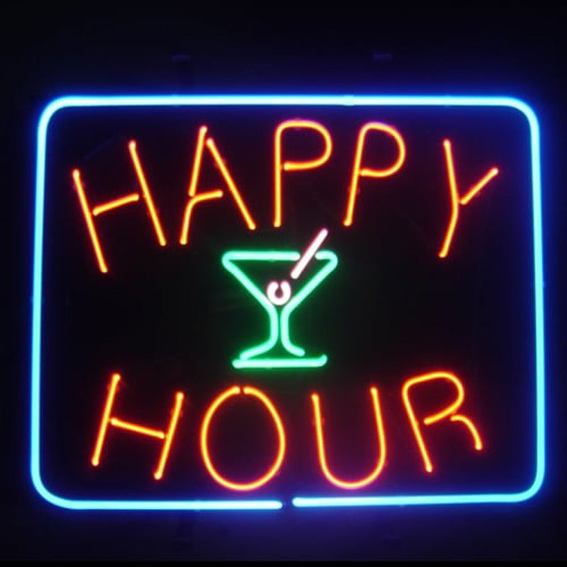 "Happy Hour Ølbar" Neonskilt