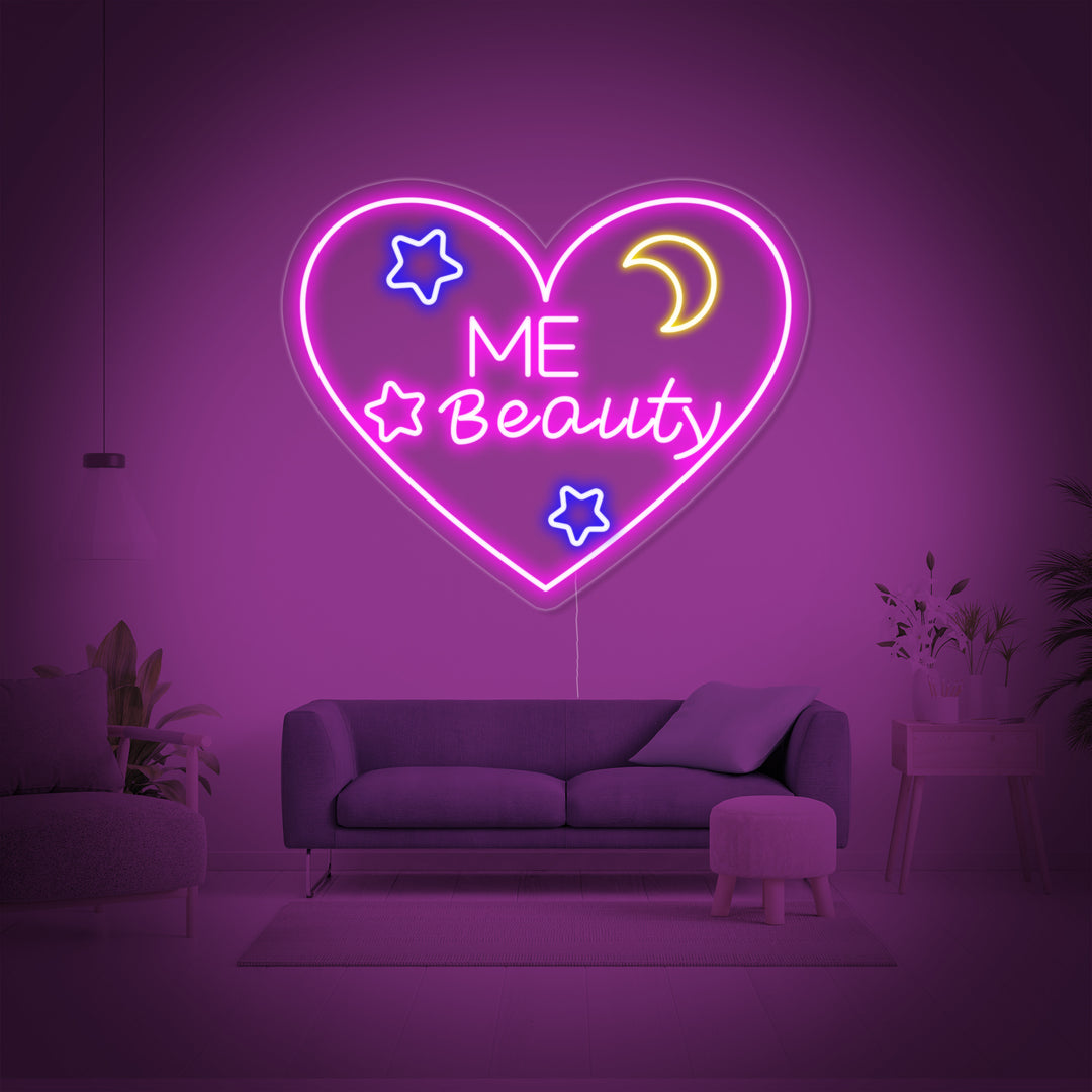 "Hjerte, Kjærlighet, Me Beauty" Neonskilt