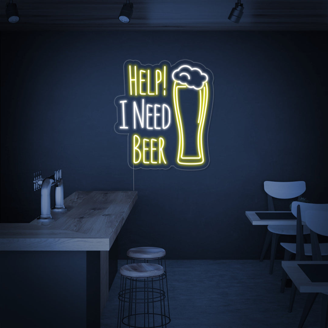 "Help I Need Beer" Neonskilt