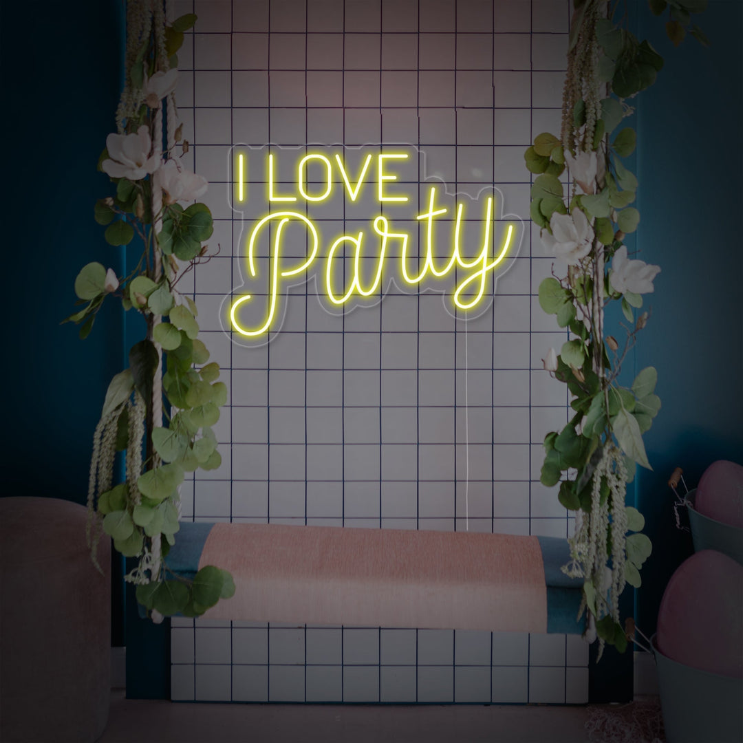 "I Love Party" Neonskilt