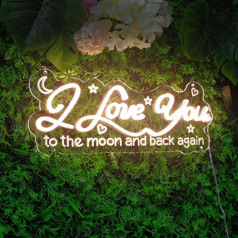 "I Love You To The Moon And Back Again" Mini Neonskilt