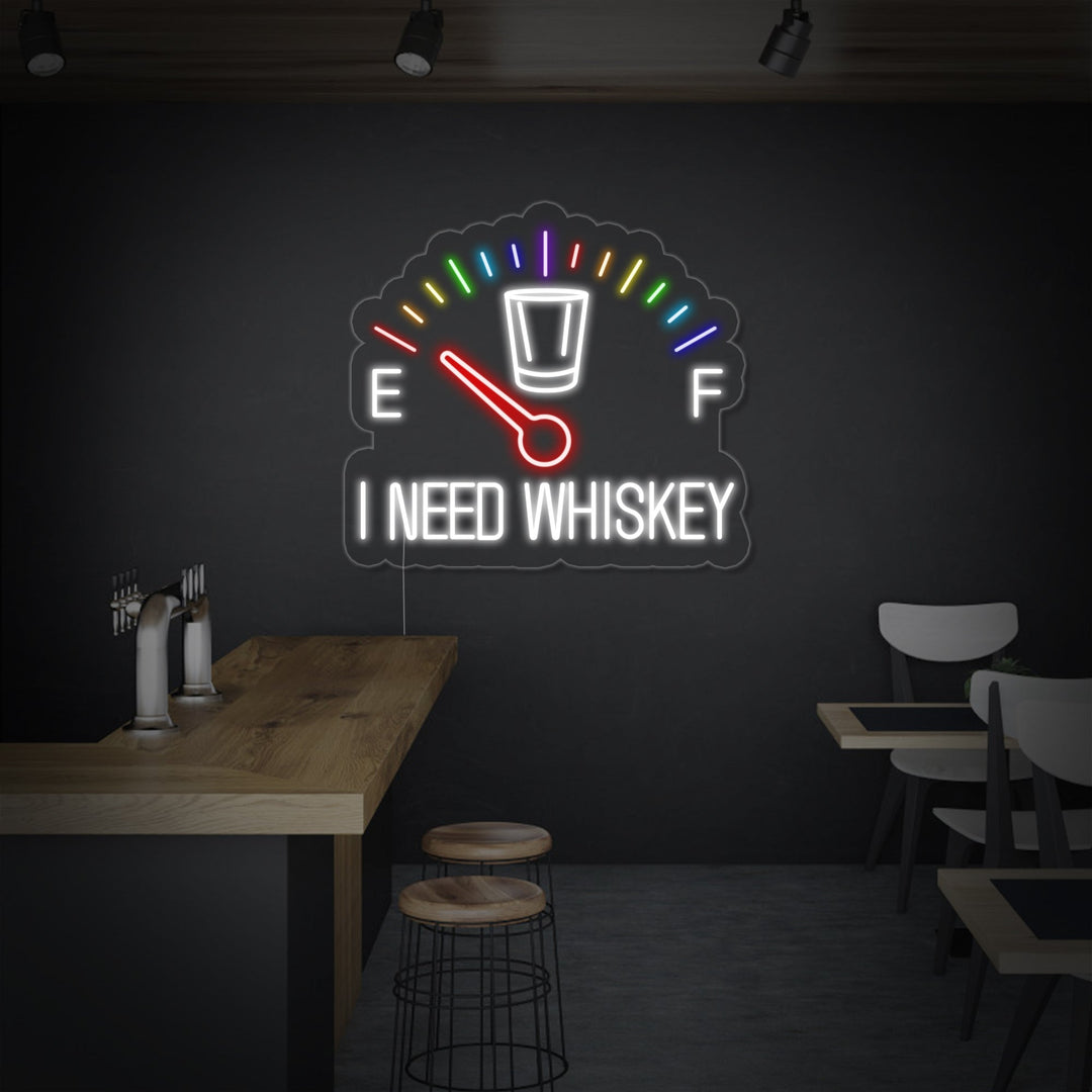"I Need Whiskey Klokke" Neonskilt