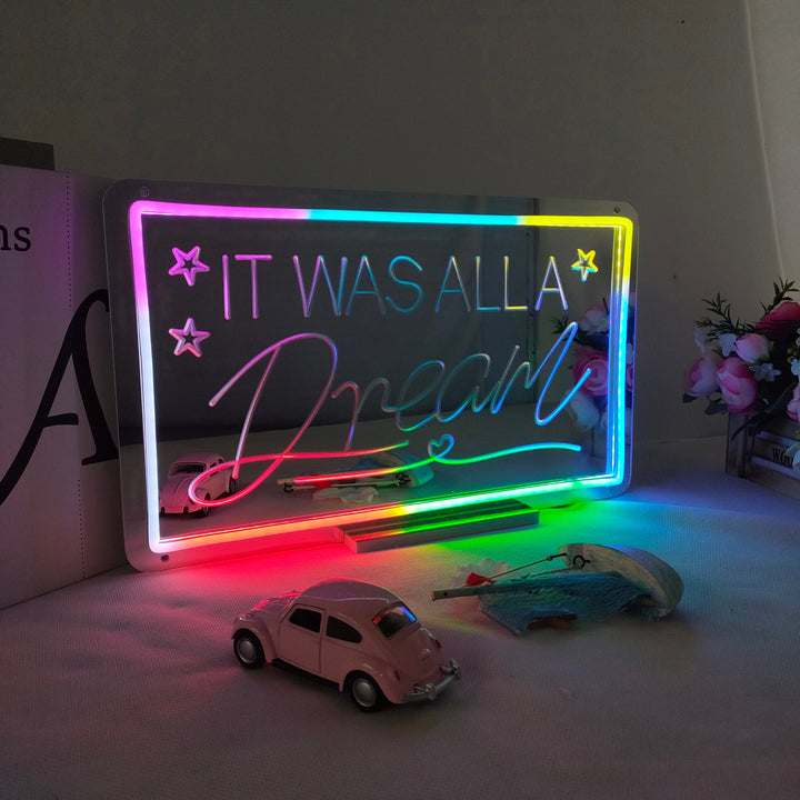 "It Was All A Dream, Drømmende Fargeskiftende" Neonskilt med speilbakside