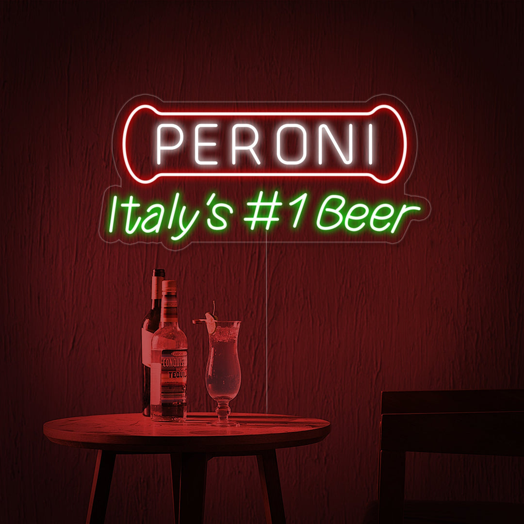 "Italy Beer Peroni Bar" Neonskilt