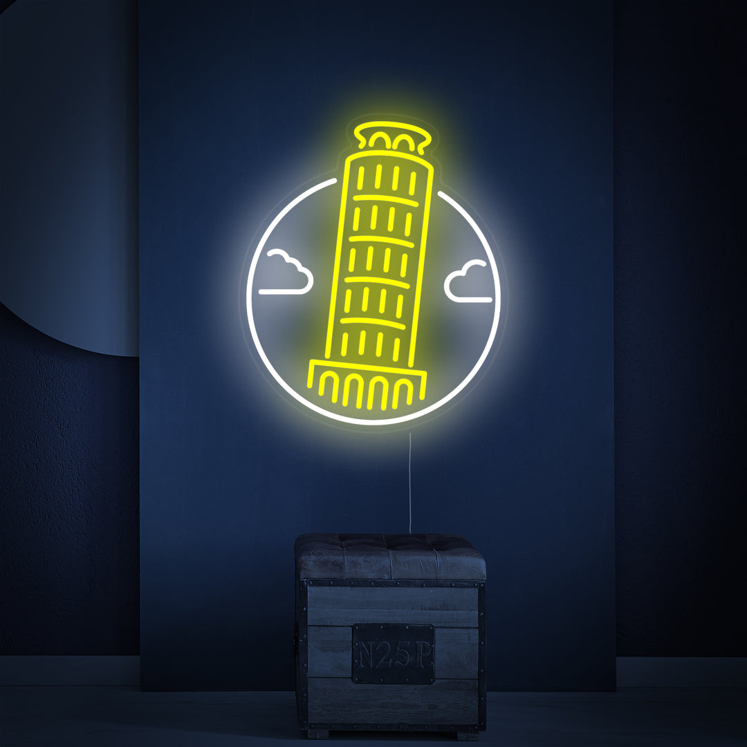 "Italias Skjeve Tårn I Pisa" Neonskilt