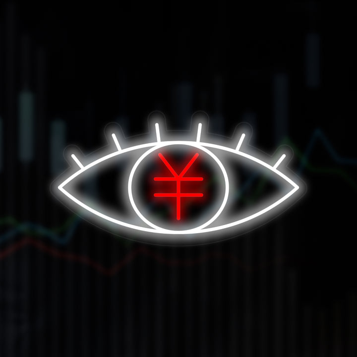 "Japansk Yen Symbol Med Øye" Neonskilt