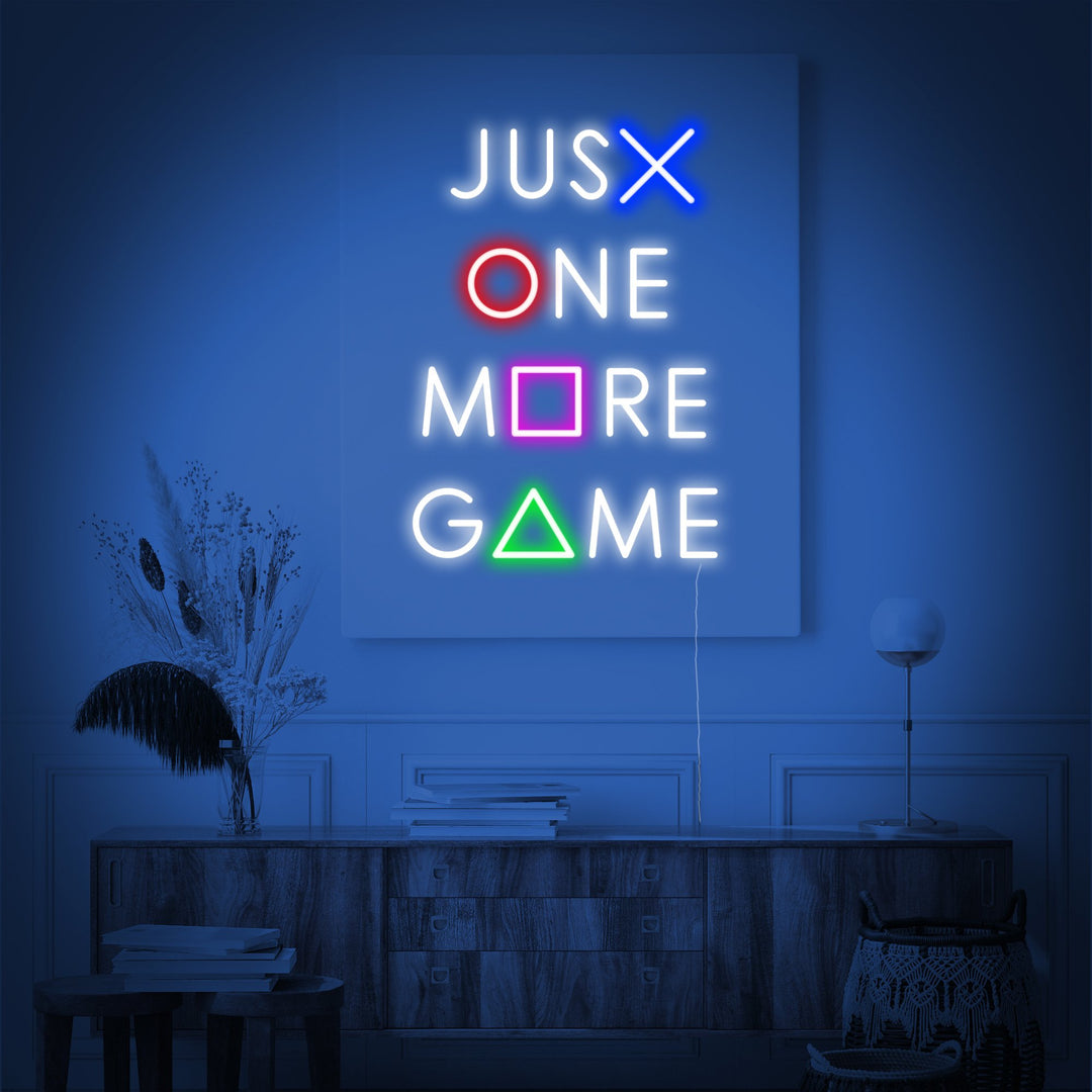 "Just One More Game, Gaming Dekor" Neonskilt
