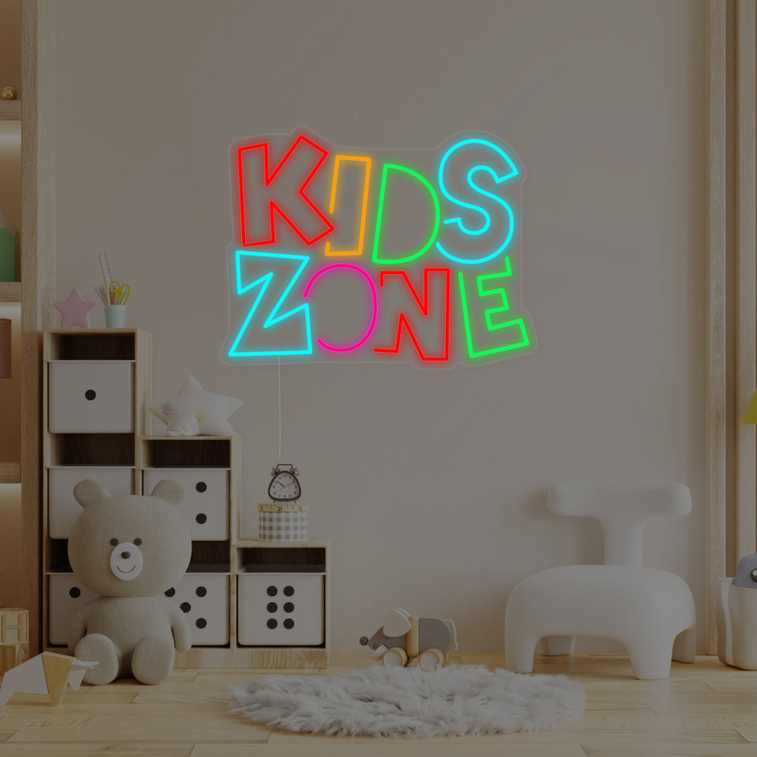 "Kids Zone, Barnerom dekor" Neonskilt