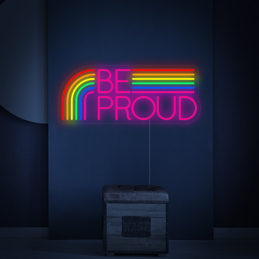 "LGBT Be Proud, Regnbue" Neonskilt