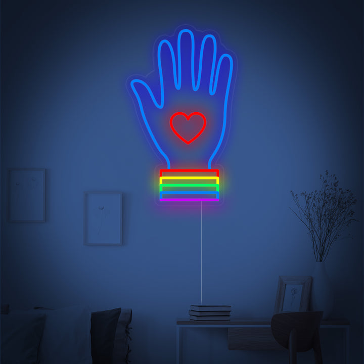 "Regnbueflagg Lgbt-Pride Unikt, Hånd" Neonskilt