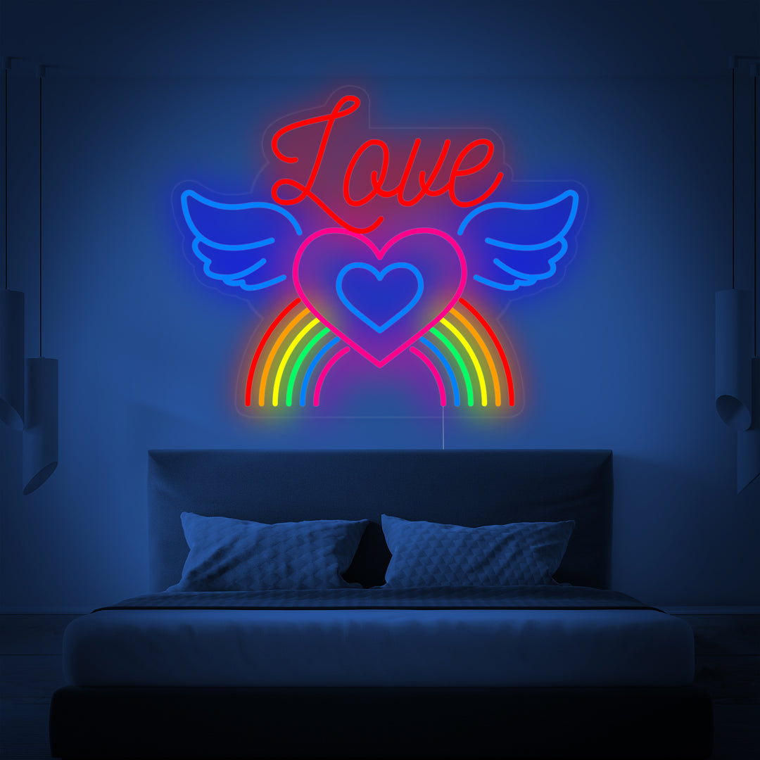 "LGBT LOVE, Regnbue, Vinger" Neonskilt