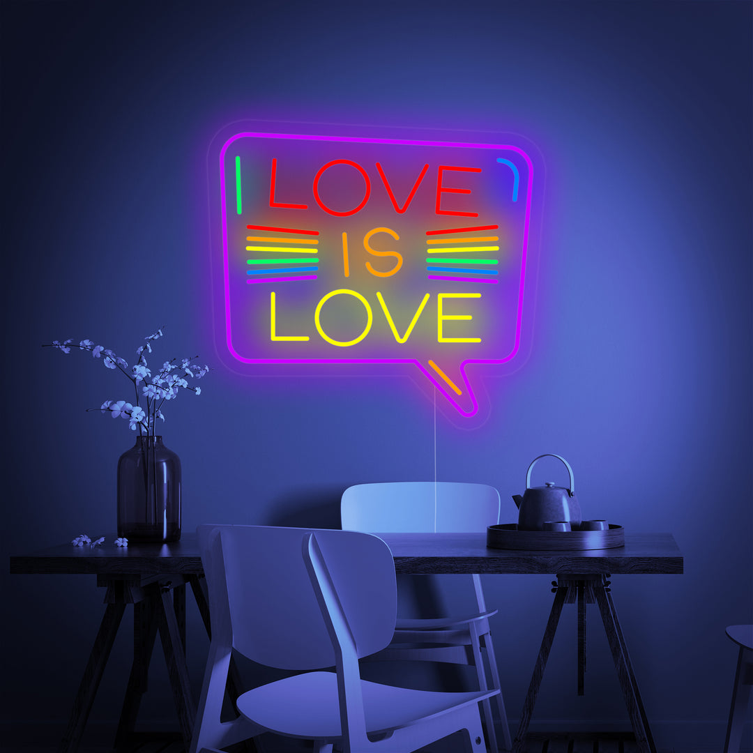 "LGBT LOVE IS LOVE, Regnbue" Neonskilt