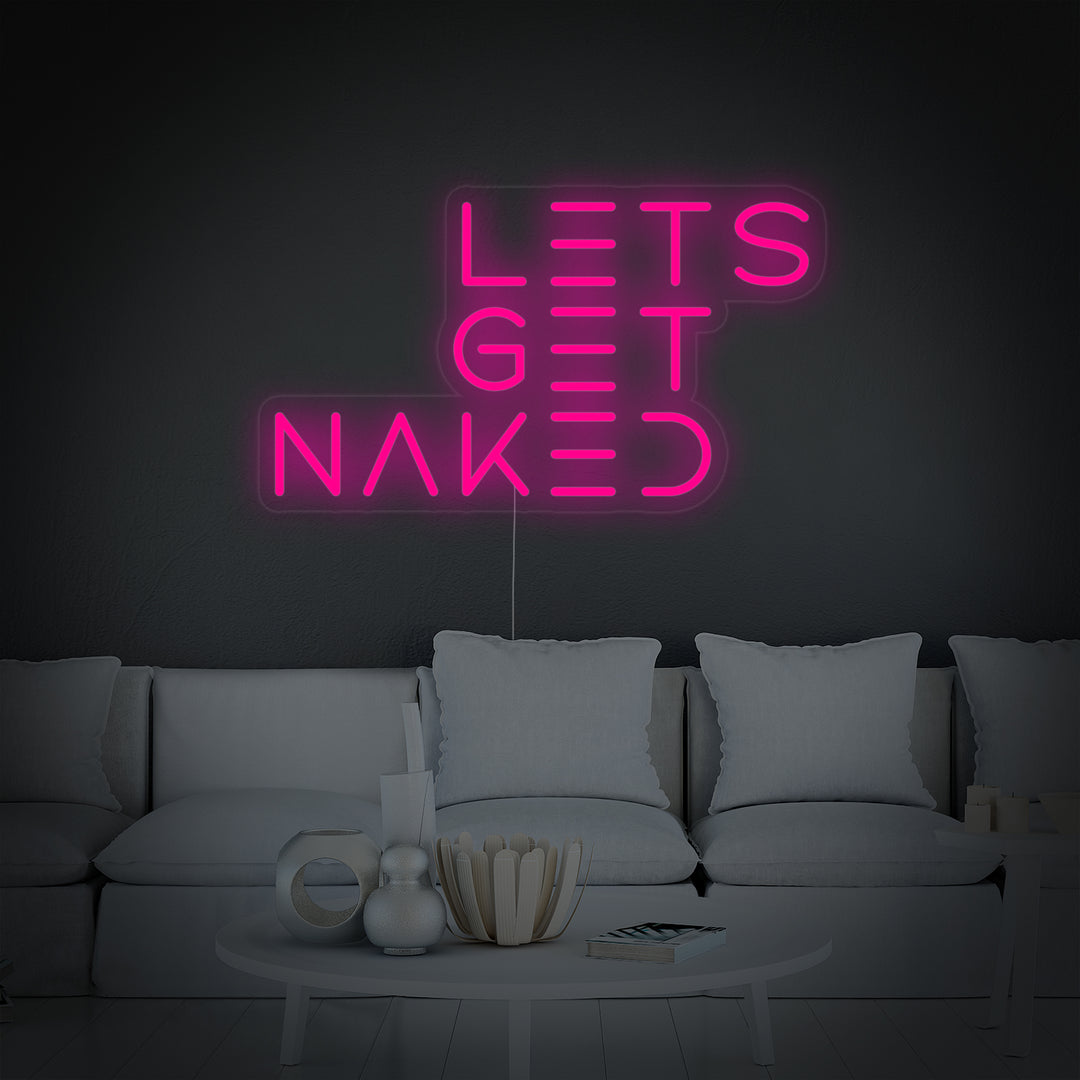 "Lets Get Naked Bathroom" Neonskilt