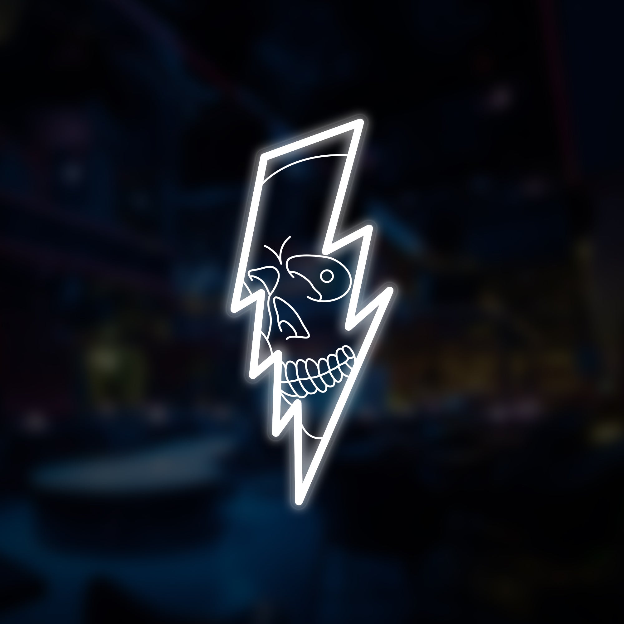"Lightning Bolt Skull" Mini Neonskilt