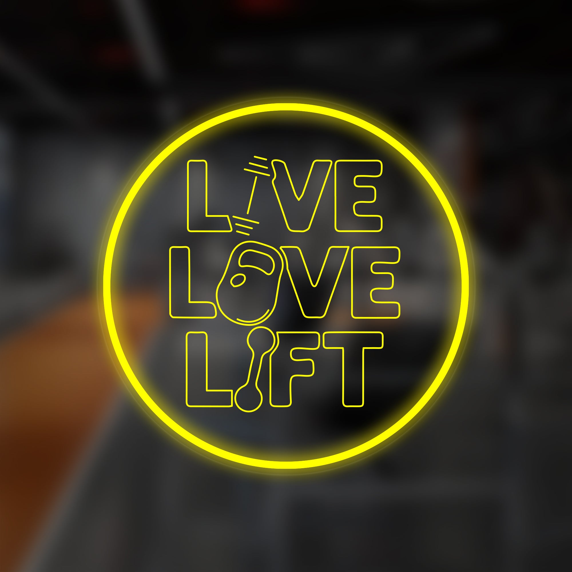 "Live Love Lift Home" Mini Neonskilt, Fitness Neonskilt