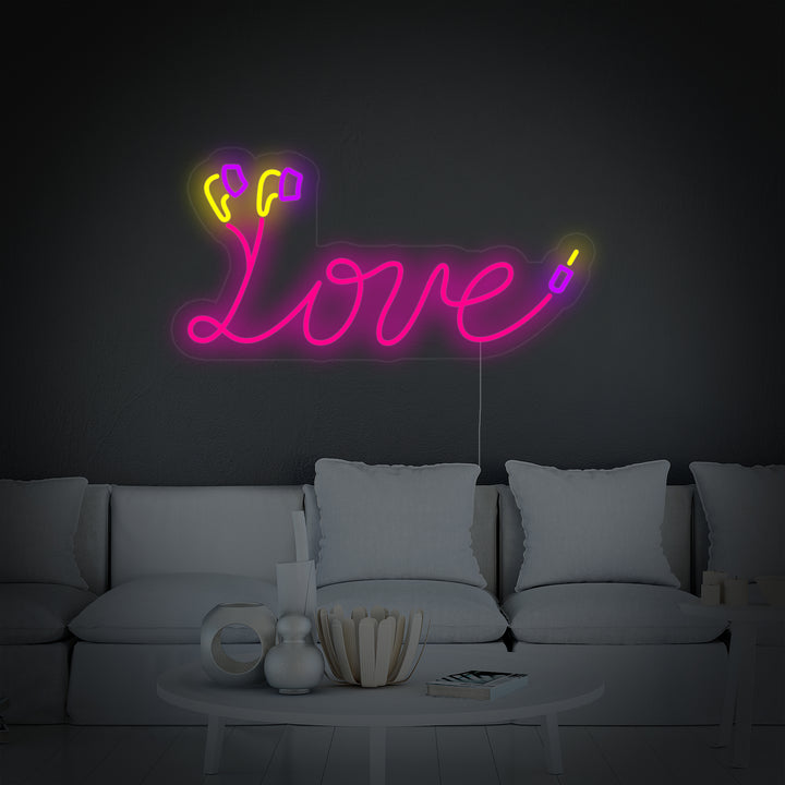 "love, Øretelefonkabel" Neonskilt
