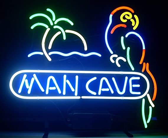 "Man Cave, Papegøye" Neonskilt