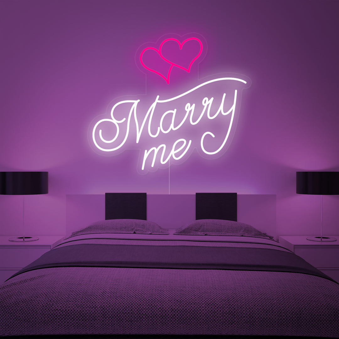 "Marry Me, Hjerter" Neonskilt