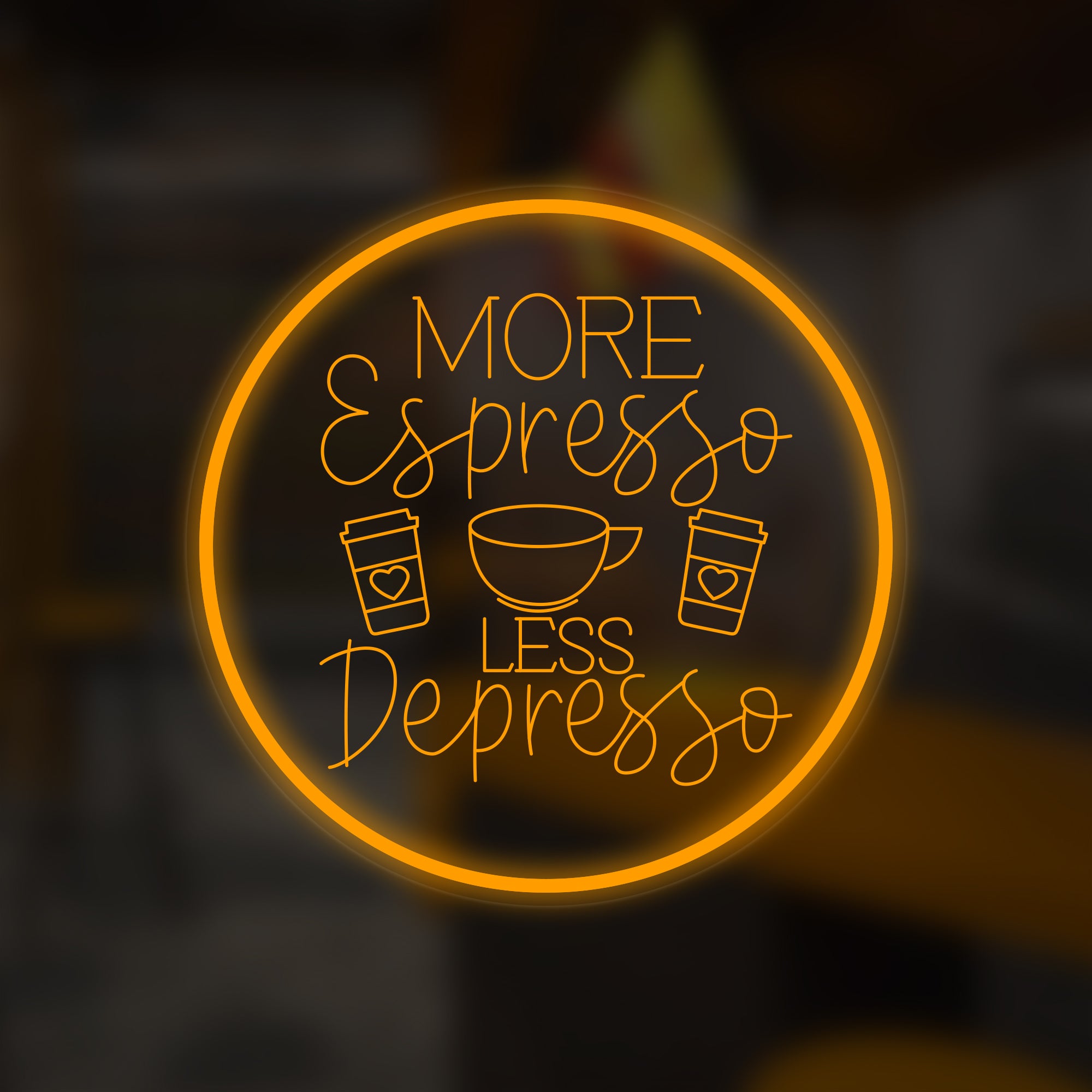 "More Espresso Less Depresso" Mini Neonskilt