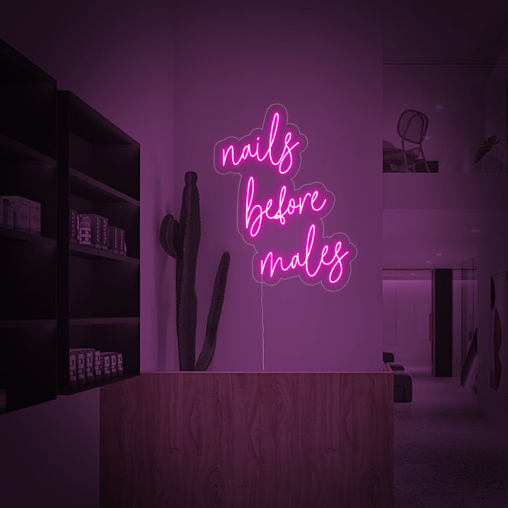 "Nails Before Males" Neonskilt