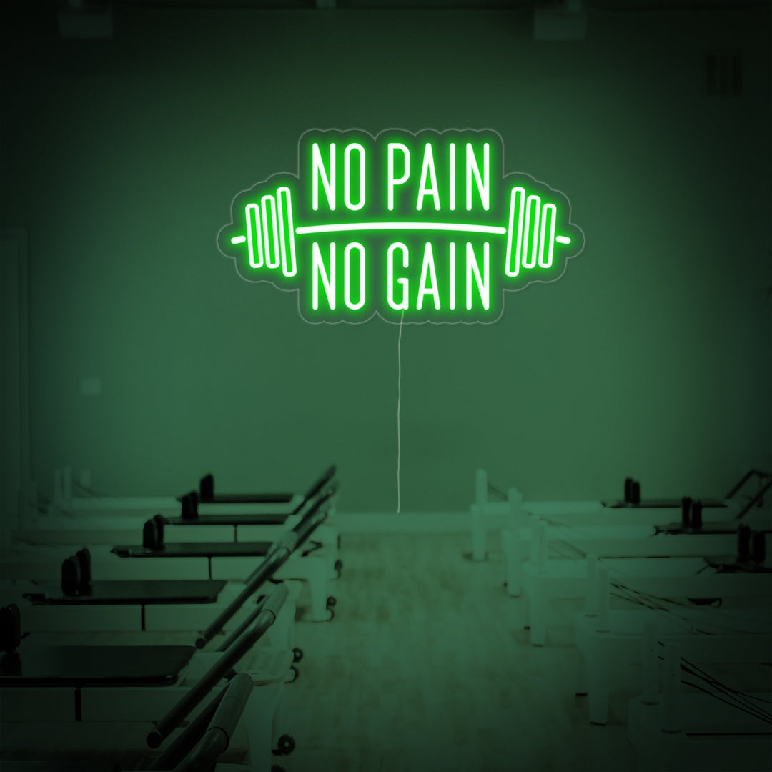 "No Pain No Gain, Gym Dekor, Gym Sitater, Fitness Sitater, Trenings Sitater, Workout Sitater" Neonskilt