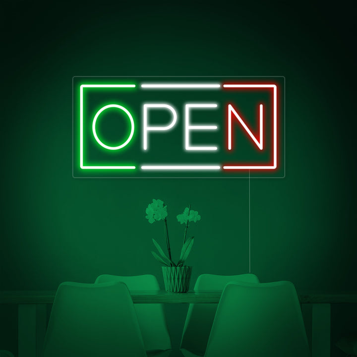 "open, Italiensk restaurant" Neonskilt